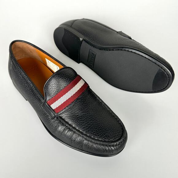 NIB Bally Crokett Men's Black Leather Loafers Size 7 - Picture 1 of 15